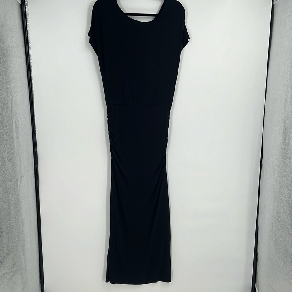 Victorias Secret Black Short Sleeve Maxi Dress Size Small Oversized Drape